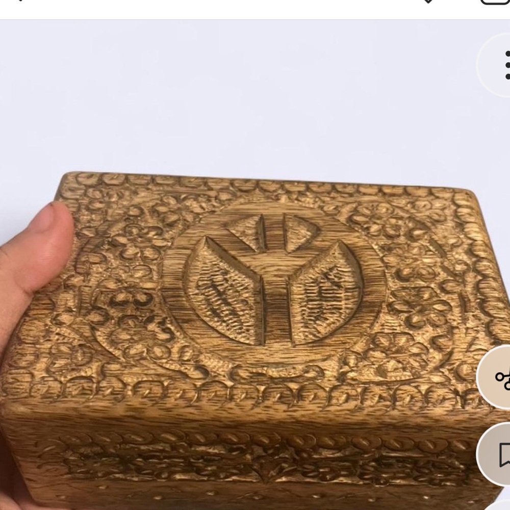 Hand-Carved Wooden Storage Box